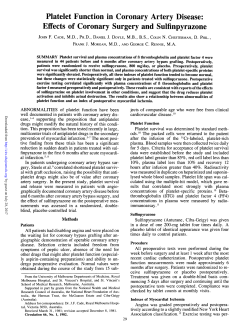 Platelet Function in Coronary ArteryDisease: Effects of