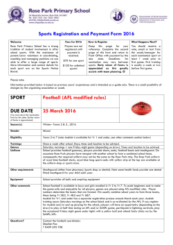 Rose Park Primary School 2016 FOOTBALL NOMINATION