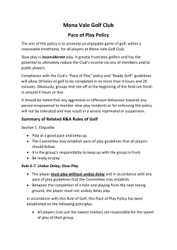 Pace of Play Policy - Mona Vale Golf Club