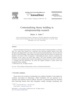 Contextualizing theory building in entrepreneurship research