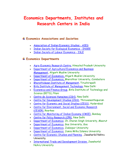 Economics Departments, Institutes and Research Centers in India