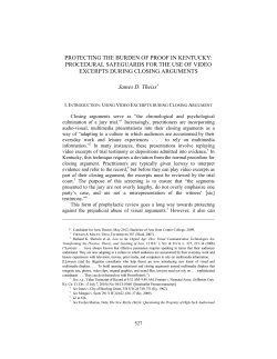 PROTECTING THE BURDEN OF PROOF IN KENTUCKY