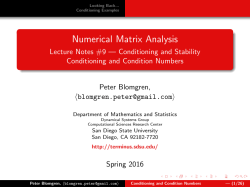 Numerical Matrix Analysis - Lecture Notes #9