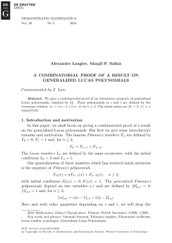Alexandre Laugier, Manjil P. Saikia A COMBINATORIAL PROOF OF