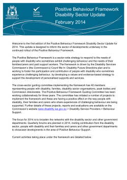 Positive Behaviour Framework Disability Sector Update