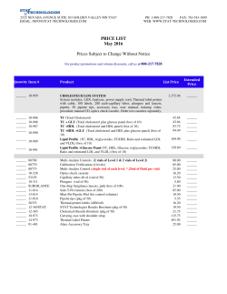 PRICE LIST May 2016 Prices Subject to Change Without Notice