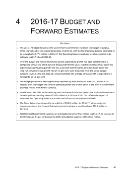 4 2016-17 Budget and Forward Estimates