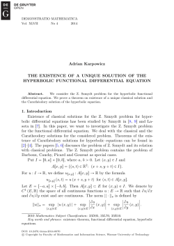 Adrian Karpowicz THE EXISTENCE OF A UNIQUE SOLUTION OF