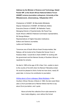 Speech by Minister Naledi Pandor - South African National Editors