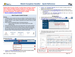 Match Exception Handler Quick Reference Guide