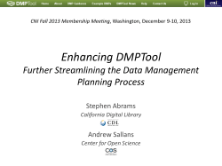 Enhancing DMPTtool Further Streamlining the Data Management