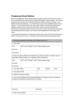 Temporary Event Notice form