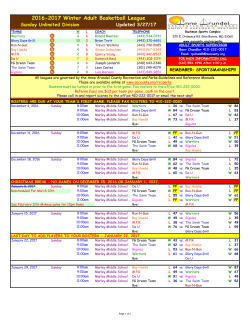 2016-2017 Winter Adult Basketball League