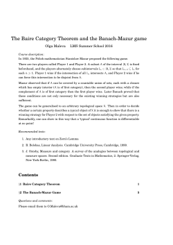 The Baire Category Theorem and the Banach