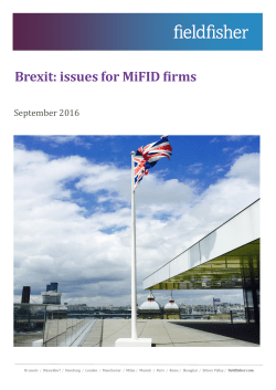 Brexit: issues for MiFID firms