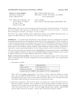 MATH442701 Mathematical Statistics, MWF9