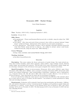 Economics 2099 &ndash; Market Design