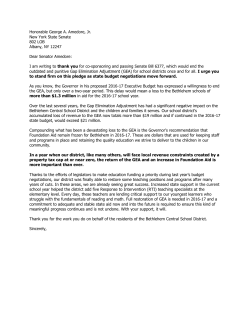 Honorable George A. Amedore, Jr. New York State Senate 802 LOB