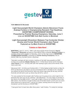 Press release LIGHT HEAVYWEIGHT WORLD CHAMPION ADONIS