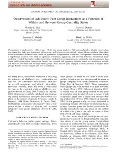 Observations of Adolescent Peer Group Interactions as a Function of