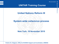 United Nations Reform III - System-wide coherence