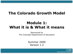 The Colorado Growth Model Module 1