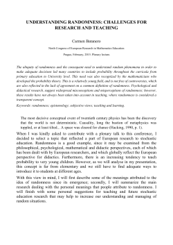 UNDERSTANDING RANDOMNESS: CHALLENGES FOR