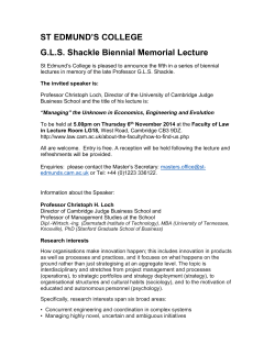 Publicity information for the 2014 Shackle Biennial Memorial Lecture