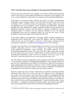 CSU Transforming Course Design for Developmental Mathematics