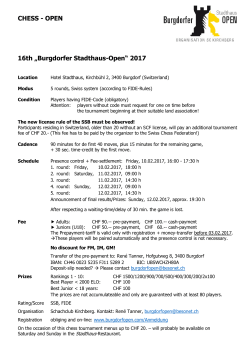 CHESS - OPEN 16th &bdquo;Burgdorfer Stadthaus