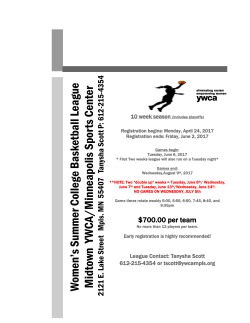 YWCA Women`s College Basketball League Registration 2017