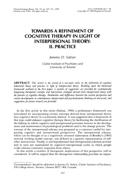 towards a refinement of cognitive therapy in light of