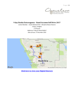 9 day Etosha Extravaganza - Stand Accomm Self Drive 2017