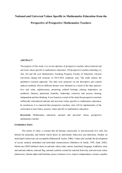 National and Universal Values Specific to Mathematics Education