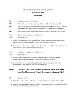 12:00 (Salon B) &ldquo;Let`s Talk Exports&rdquo; Luncheon. Peter Hall, CEO and