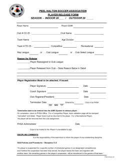 peel halton soccer association player release form season