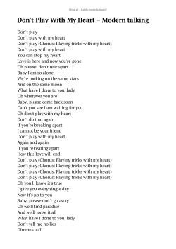 Don`t Play With My Heart