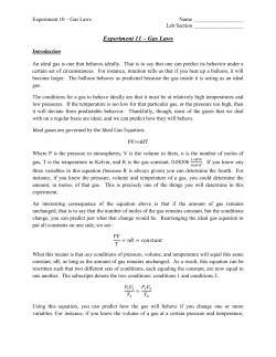 Experiment 10 - Ideal Gases