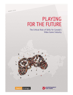 Playing for the Future: The Critical Role of Skills for Canada`s Video