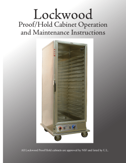 Proof/Hold Cabinet Operation and Maintenance Instructions