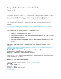 New Report on Economics of Palliative Care February 15, 2017