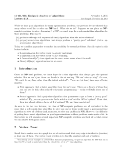 1 Introduction 2 Vertex Cover