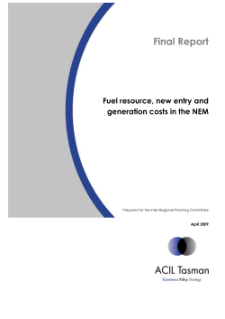 Fuel resource, new entry and generation costs in the NEM