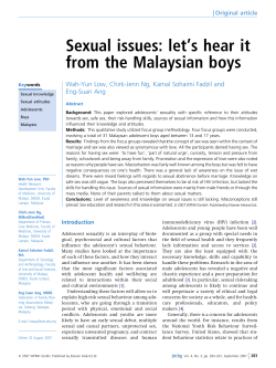 Sexual issues: let`s hear it from the Malaysian boys
