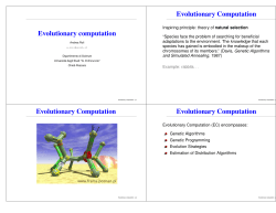 Evolutionary computation Evolutionary Computation