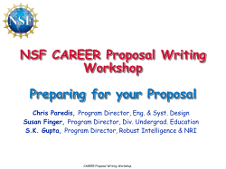 proposal writing workshop - NSF CAREER Proposal Writing
