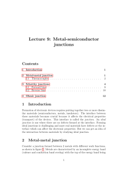 Lecture 9: Metal-semiconductor junctions