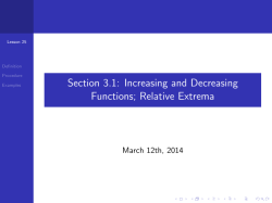 Section 3.1: Increasing and Decreasing Functions