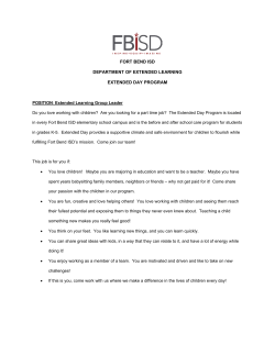 FORT BEND ISD DEPARTMENT OF EXTENDED LEARNING