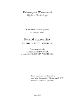 Formal approaches to multiword lexemes